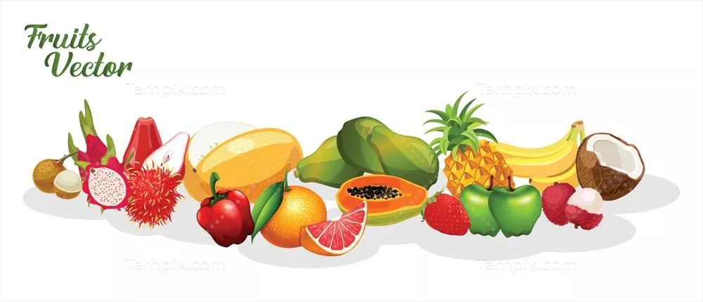 طراحی وکتوری ویتامین C و میوه‌های دیگر با فرمت EPS