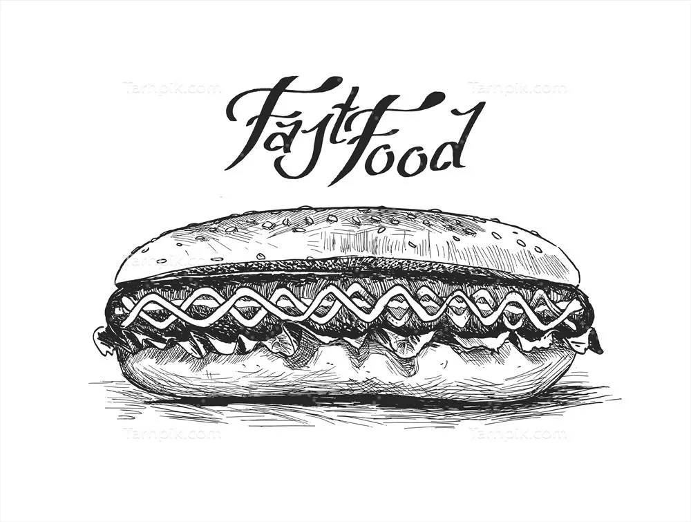 ایده های تزئینات دیوار با طرح وکتور فست فود هات داگ