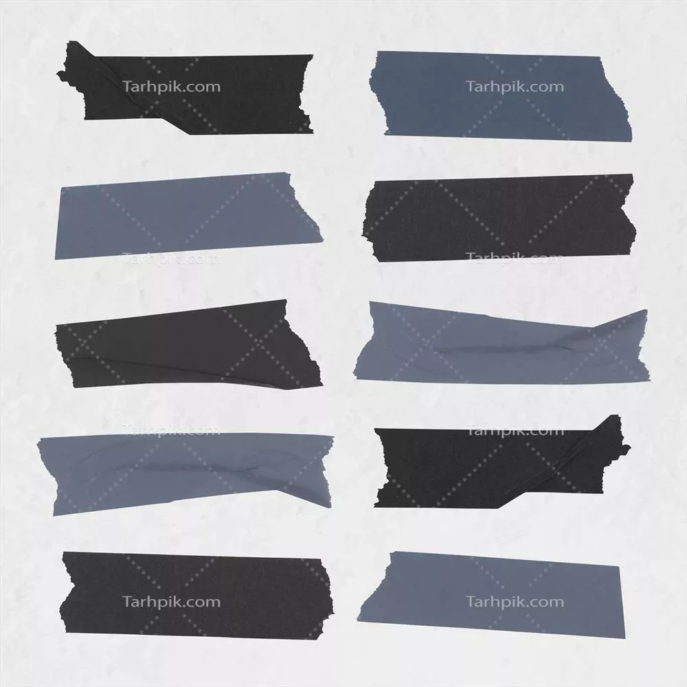 مجموعه وکتور عناصر کلاژ و نوار چسب واشی آبی برای لوازم تحریر