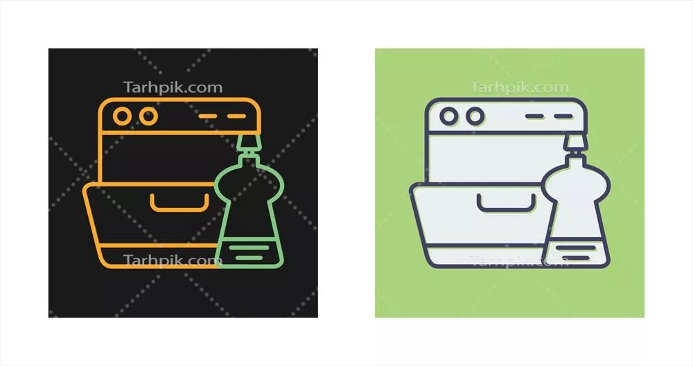 آیکون وکتور شستشوی ظرفها: نمادی از تمیزی و نظم در آشپزخانه