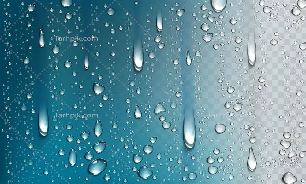 قطرات آب جدا شده بر روی پسزمینه شفاف - طراحی وکتور