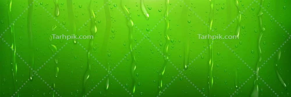 تصویری وکتوری از قطرات آب و نهرهای روی سطح سبز