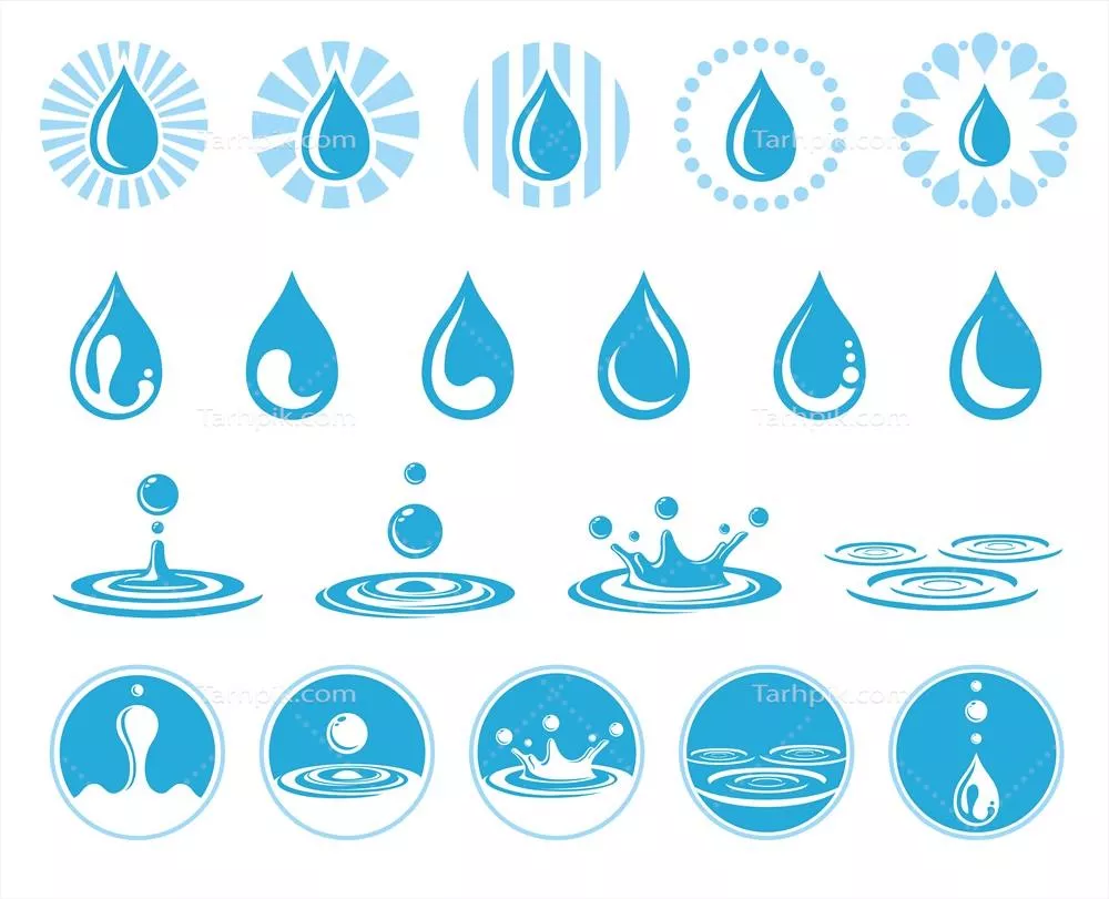 مجموعه اشکال وکتور قطرات آب سفید رنگ با کیفیت بالا