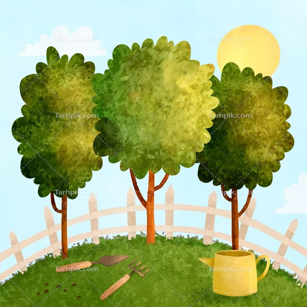 تصویر وکتوری آبرنگی برای روز درختکاری با زیباییهای طبیعی