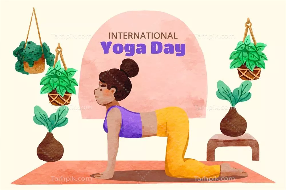 وکتور پسزمینه آبرنگ برای جشن روز جهانی یوگا با طراحی زیبا
