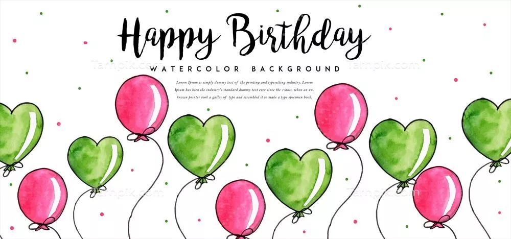 وکتور پسزمینه آبی آبرنگ برای جشن تولد با رنگهای شاد و زنده