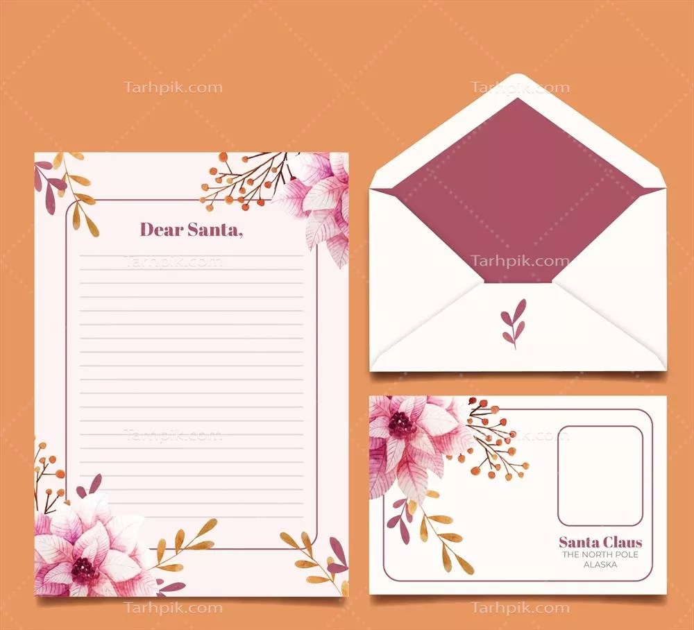 وکتور طرح کارت و استیشنری کریسمس با تکنیک آبرنگی - الگو و تم های گرافیکی