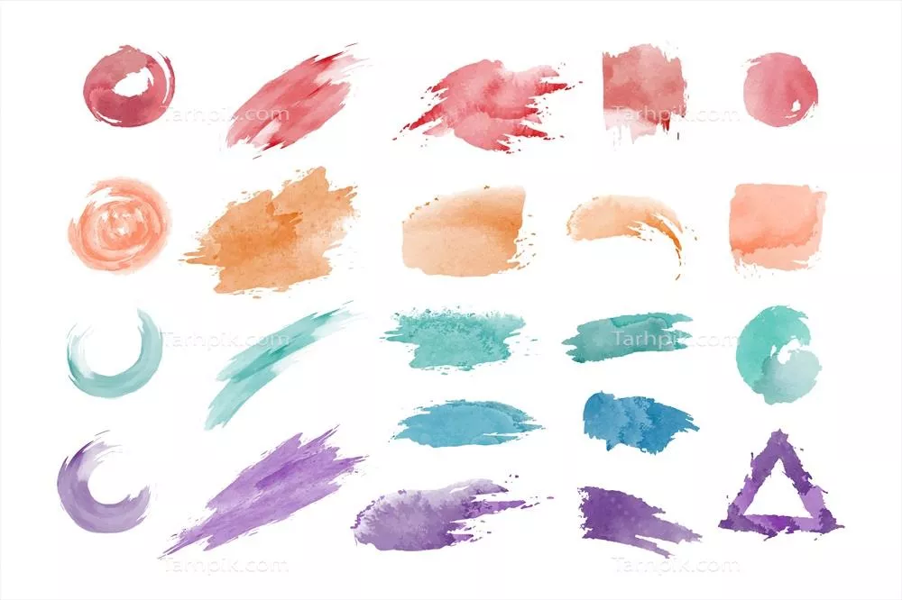 مجموعه وکتور اشکال هندسی آبرنگی برای طراحیهای گرافیکی