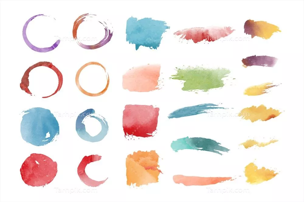 مجموعه وکتور اشکال هندسی آبرنگی با طراحی منحصر به فرد