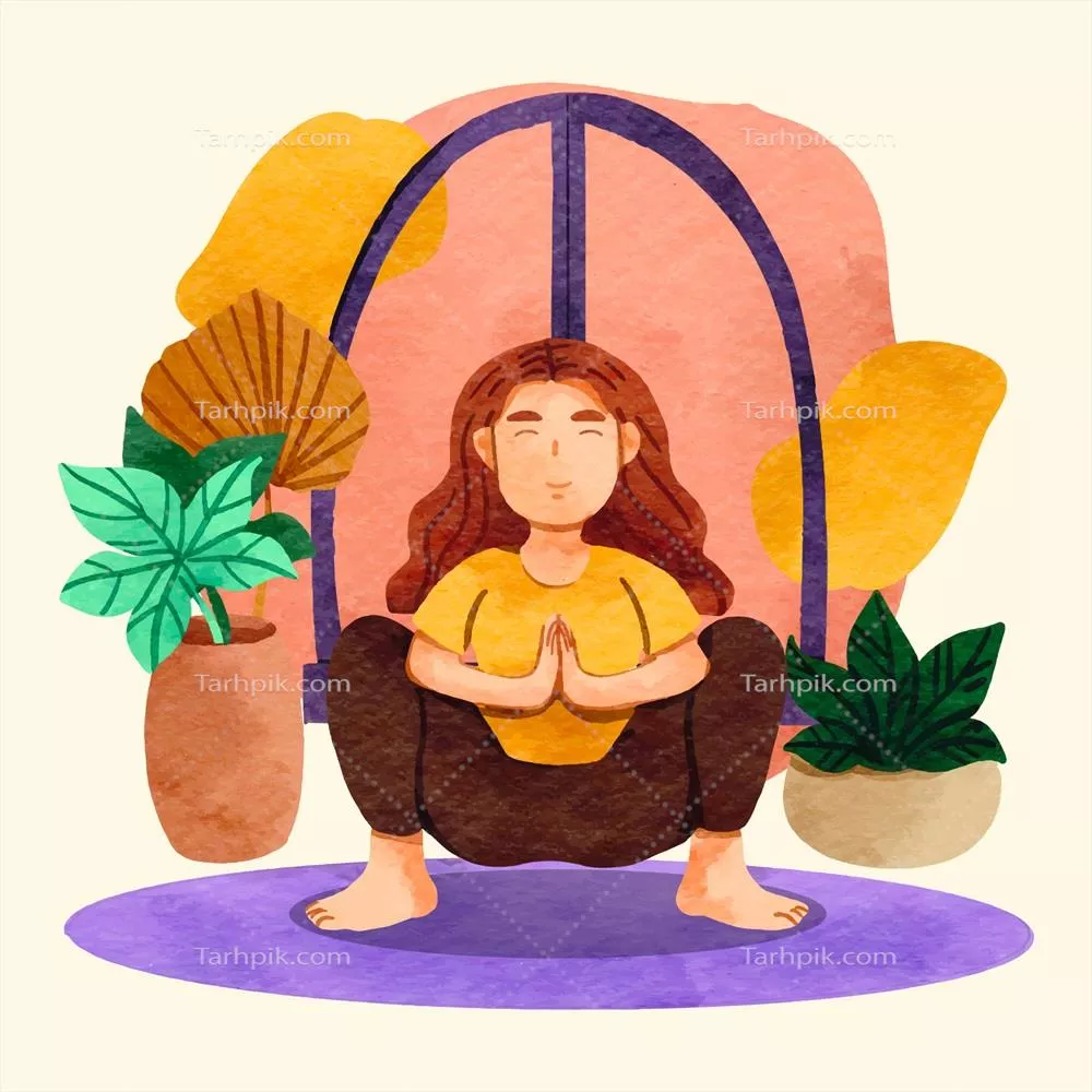 وکتور تصویرآب رنگی ویژه روز جهانی یوگا با تمرکز بر جشنواره و فعالیت های آن