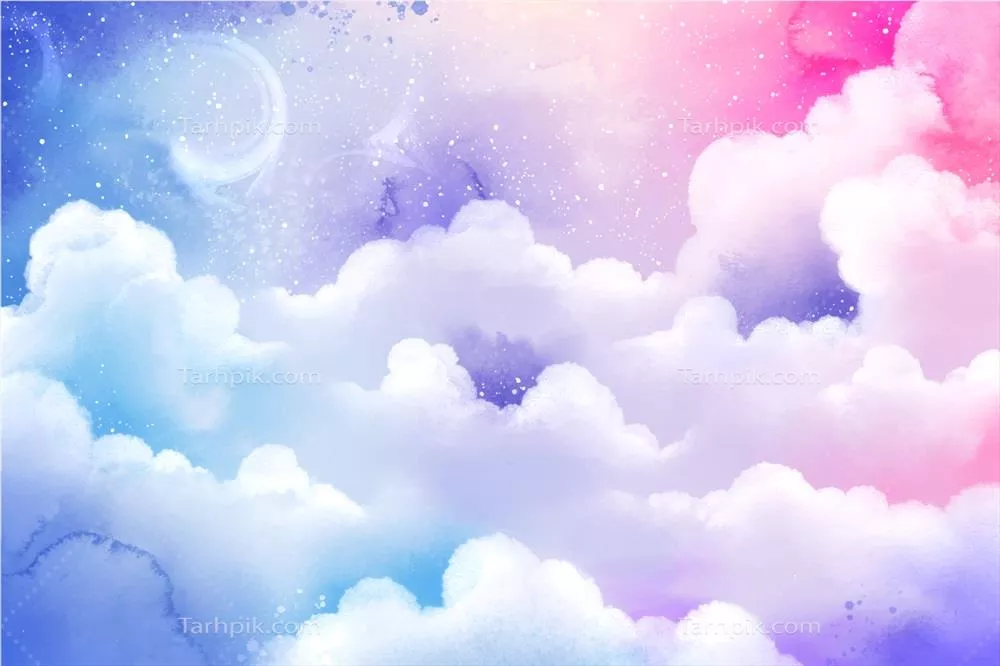 پسزمینهی وکتور ابرهای شکر و پنبهای با تکنیک آبرنگ