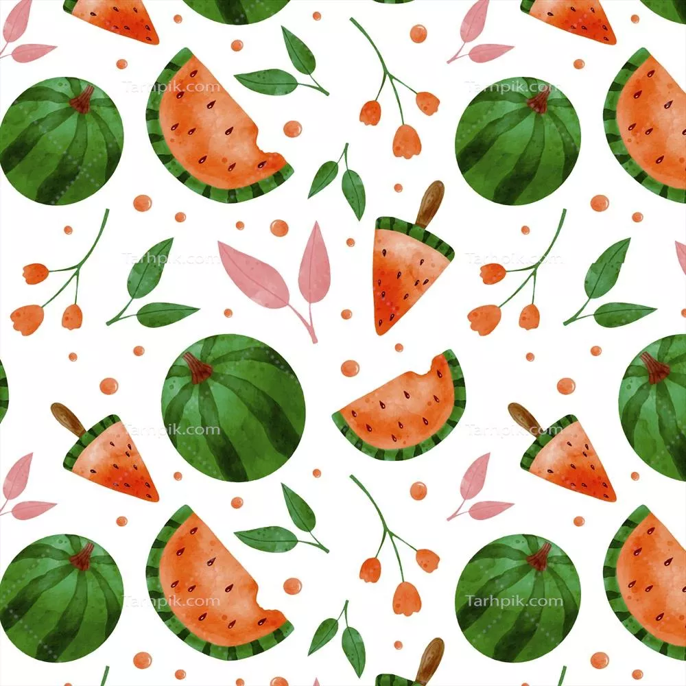 نقاشی آبرنگی الگوی تابستانی با طراحی وکتور زیبا و جذاب