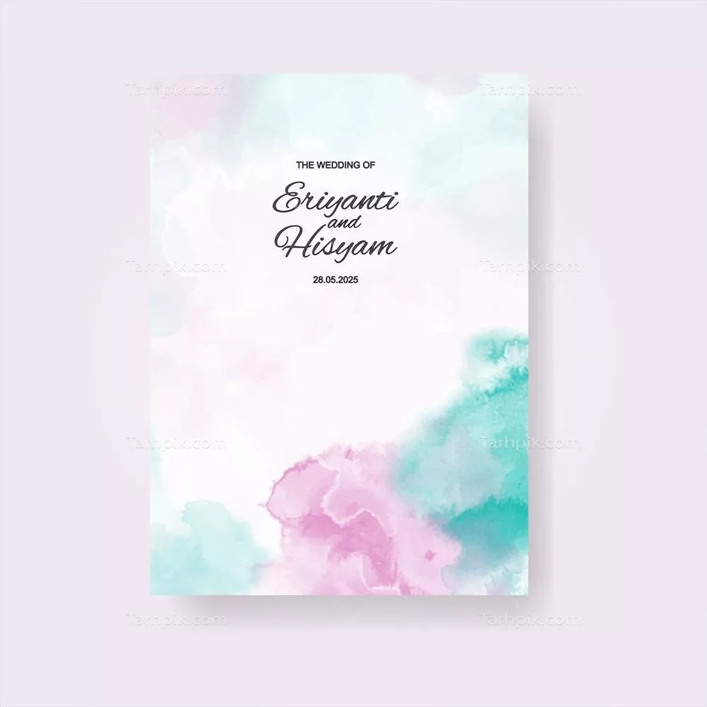 وکتور کارت دعوت عروسی آبرنگی زیبا و هنرمندانه برای جشن ازدواج