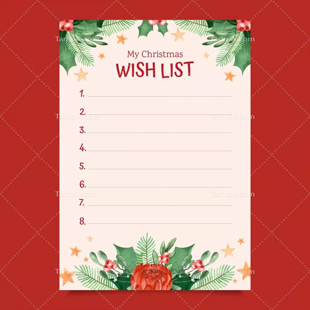 قالب لیست آرزوها با طراحی وکتور آبرنگی و زیبا