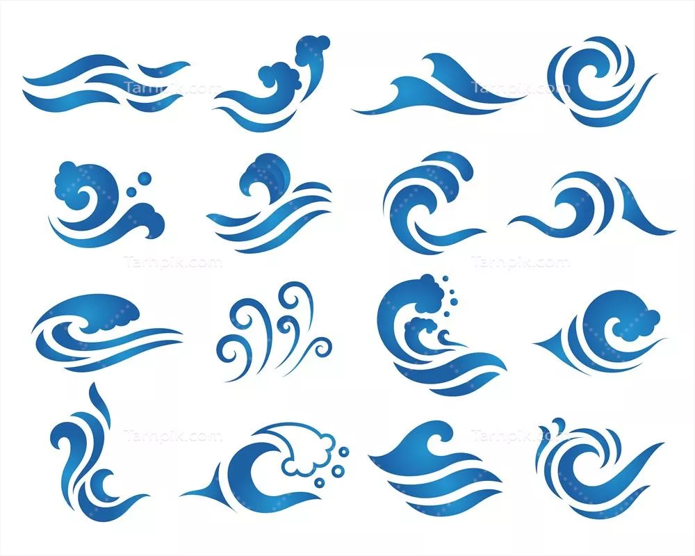 وکتور قالب طراحی لوگوی موج و آب برای ایده‌های خلاقانه و دکوراسیون