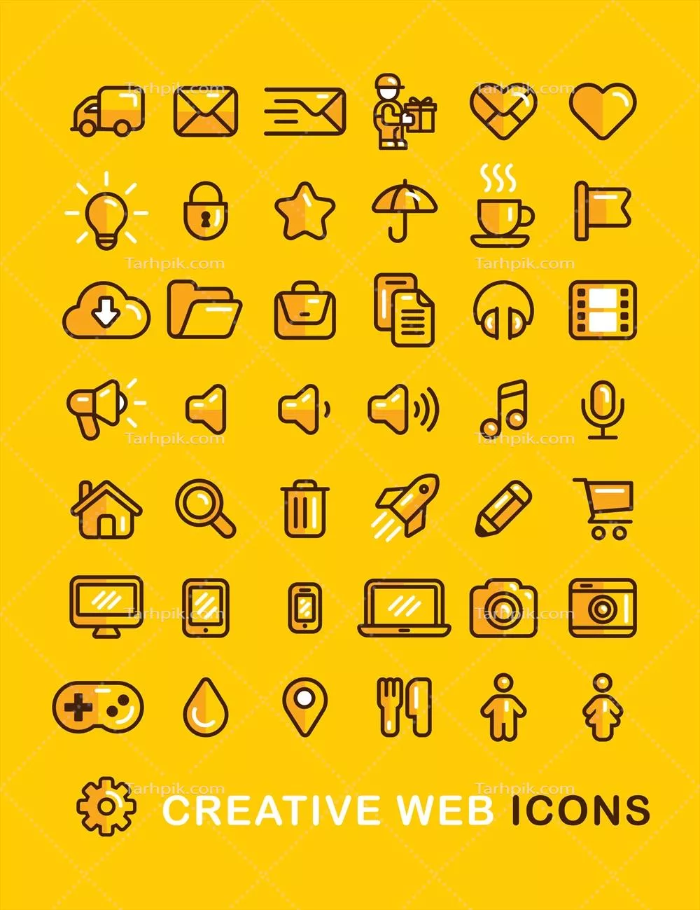 وکتور مجموعه نمادهای وب به سبک خطی و تخت برای طراحی گرافیک