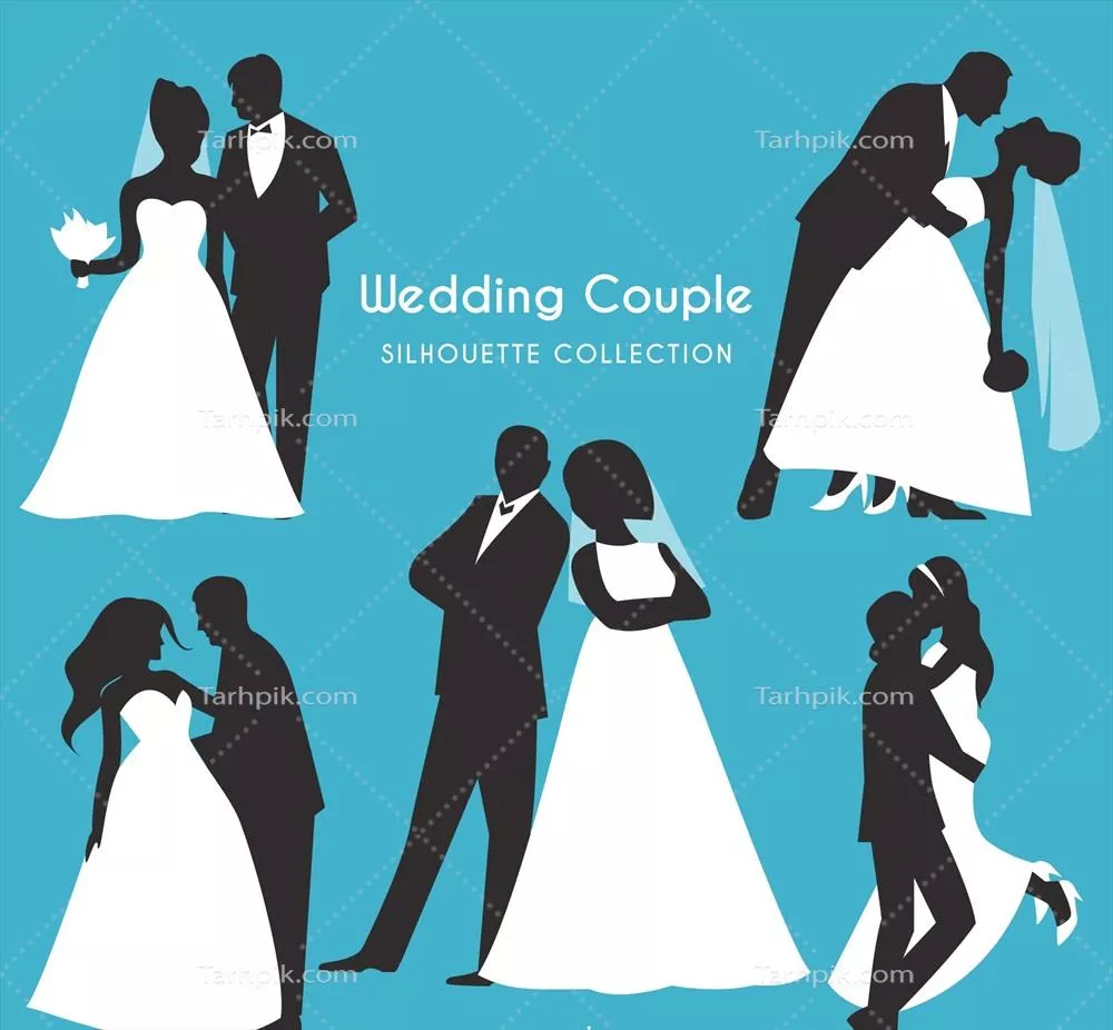 مجموعه کاراکترهای وکتوری عروس و داماد برای طراحی عروسی و مراسم ها