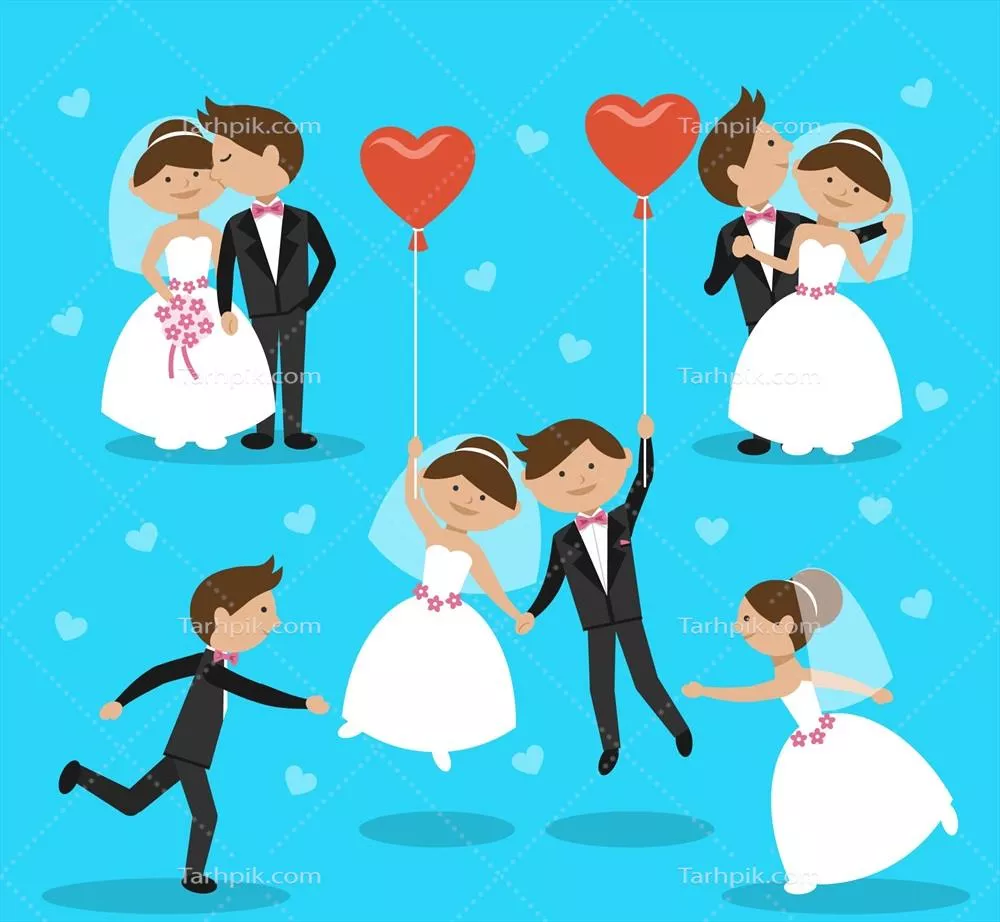 مجموعه وکتورهای جذاب برای تصویر عروس و داماد در روز ازدواج