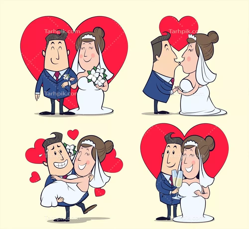 مجموعه وکتور عروس و داماد: طراحی های منحصر به فرد و جذاب