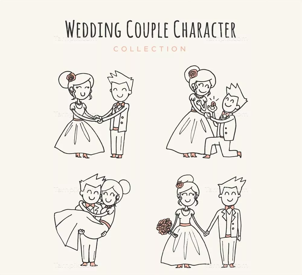 مجموعه وکتورهای ازدواج و زوج زیبا با کیفیت بالا و طراحی منحصر به فرد