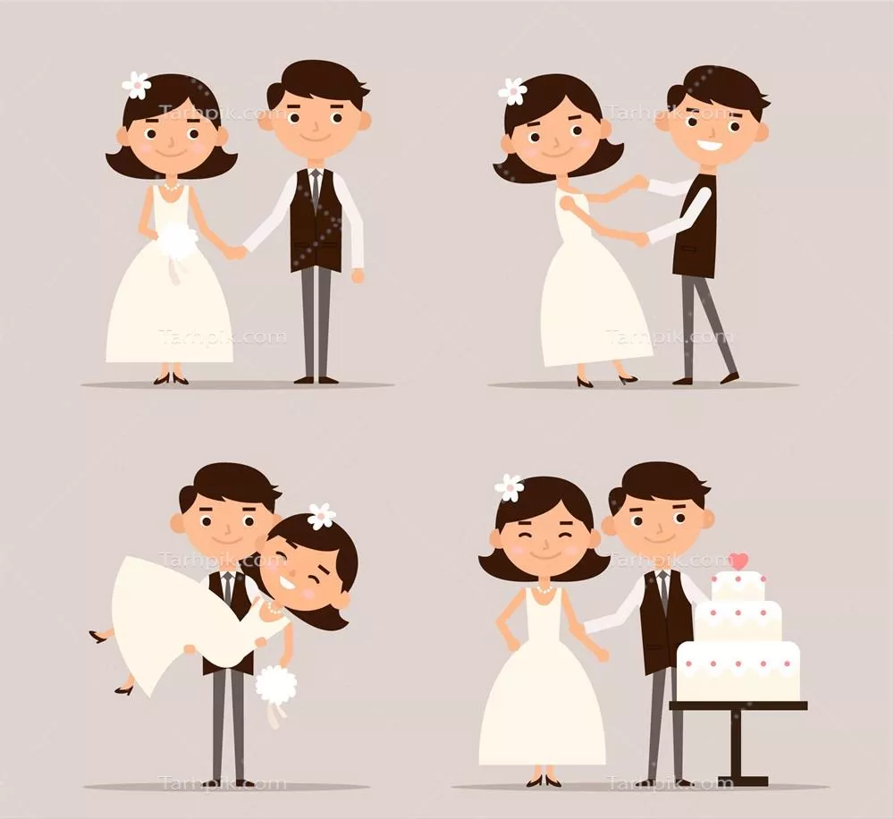 مجموعه وکتور عروس و داماد با طراحی‌های منحصر به فرد و زیبایی