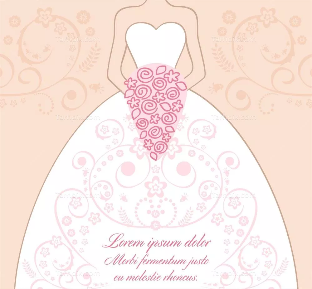 طراحی وکتوری جذاب عبدی سفید و زیبای لباس عروس با تزیینات لایو