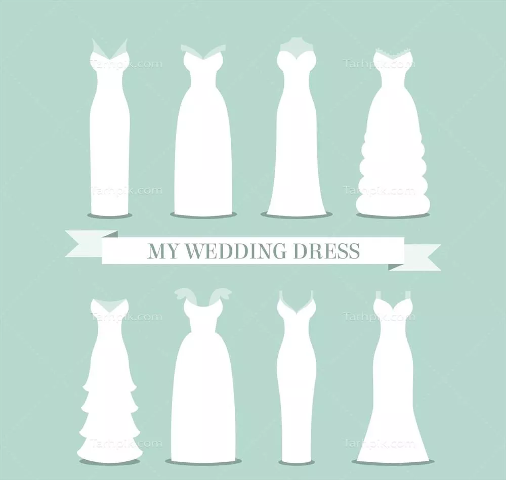 مجموعه وکتور لباس های عروس زیبا و مدرن برای عروسی و مراسم خاص
