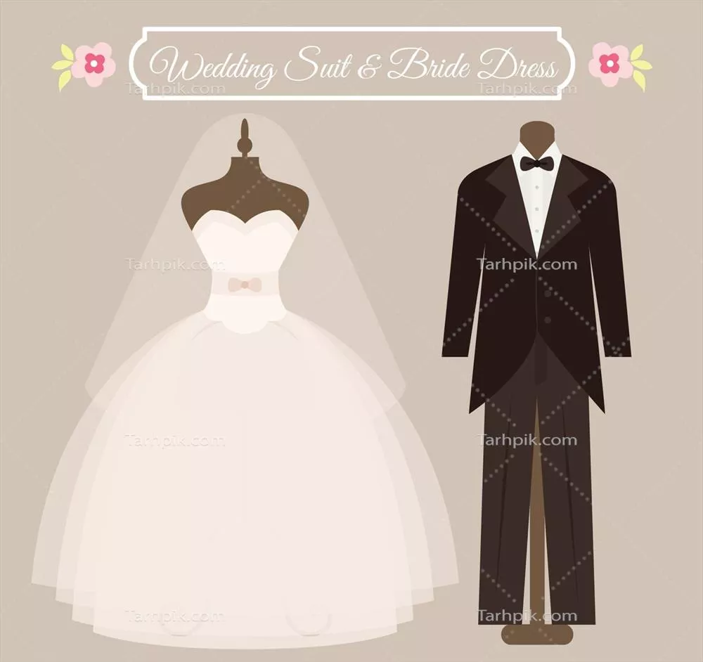 طراحی وکتور لباس عروس و داماد برای مراسم عروسی
