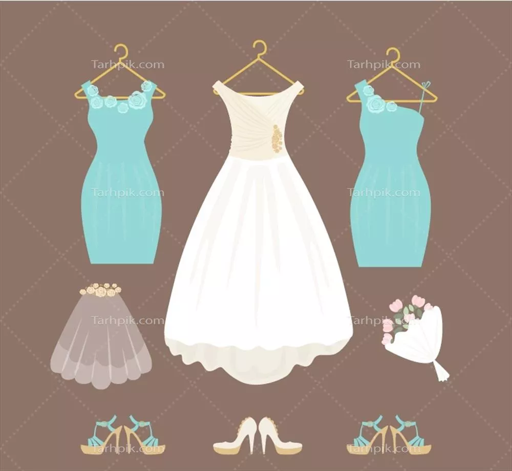 طراحی وکتور لباس‌های عروسی با جزئیات زیبا و خلاقانه