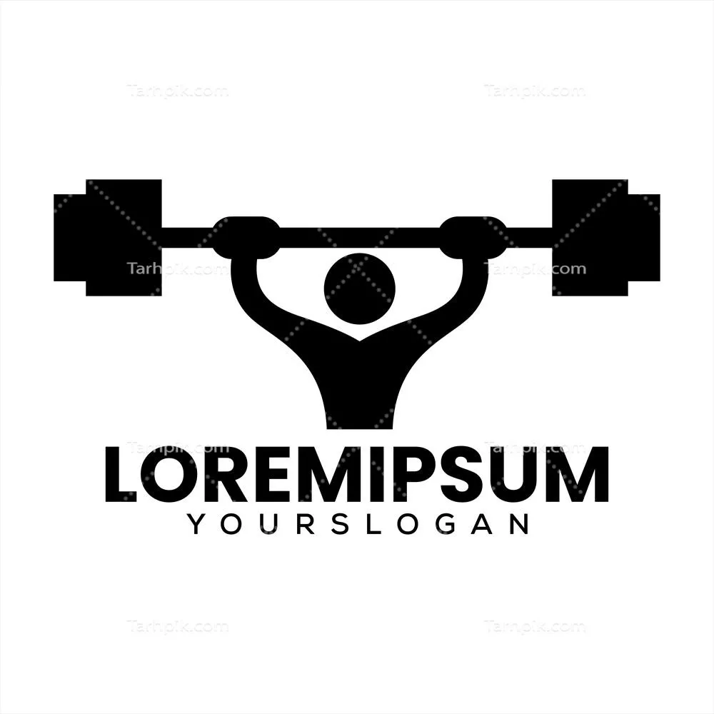 طراحی لوگوی آیکون وزنه‌برداری به صورت وکتور