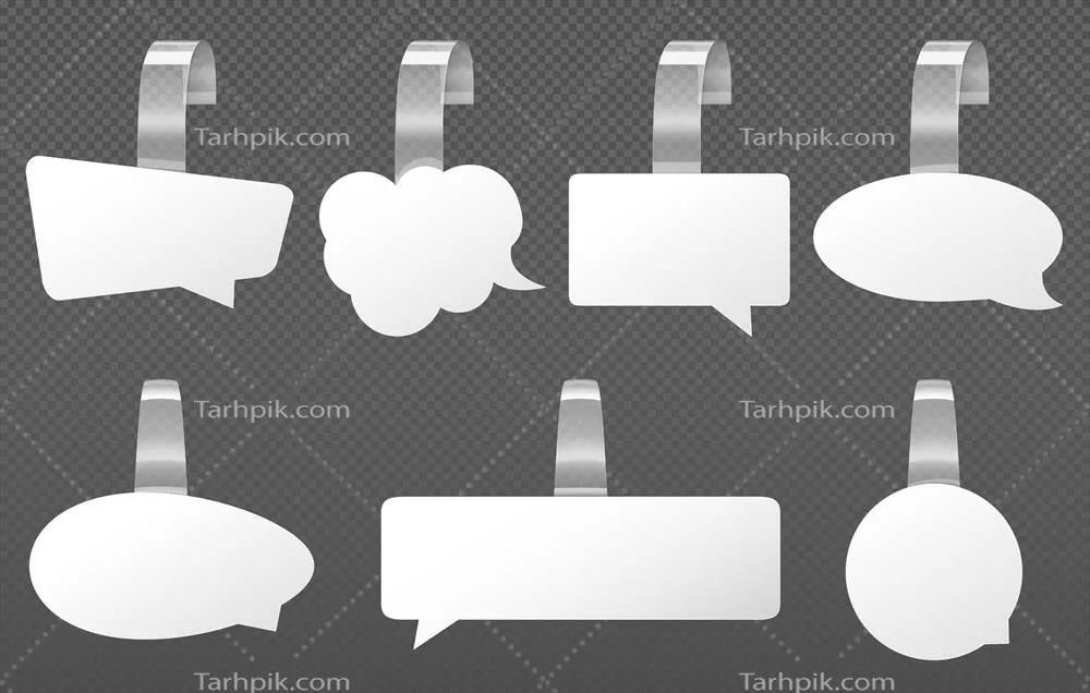 ووبلرهای تبلیغاتی سفید با حبابهای سخن گویشی - طراحی وکتور جذاب