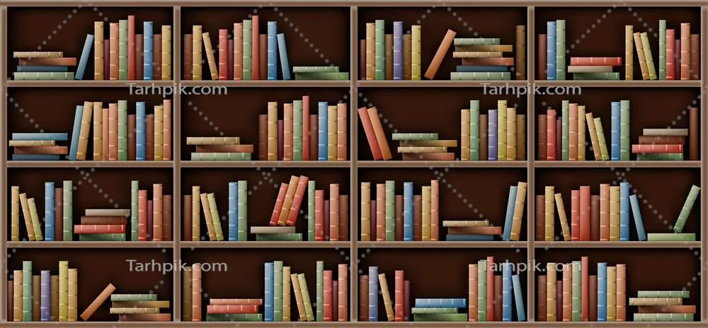 طرح شلف کتاب سفید برای نمایش بصری کتابخانه و کتاب‌ها به صورت وکتور