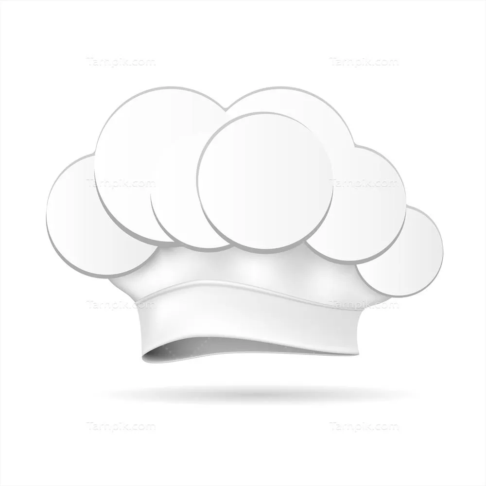 کلاه سرآشپز سفید با طراحی وکتور در زمینه‌ای ایزوله