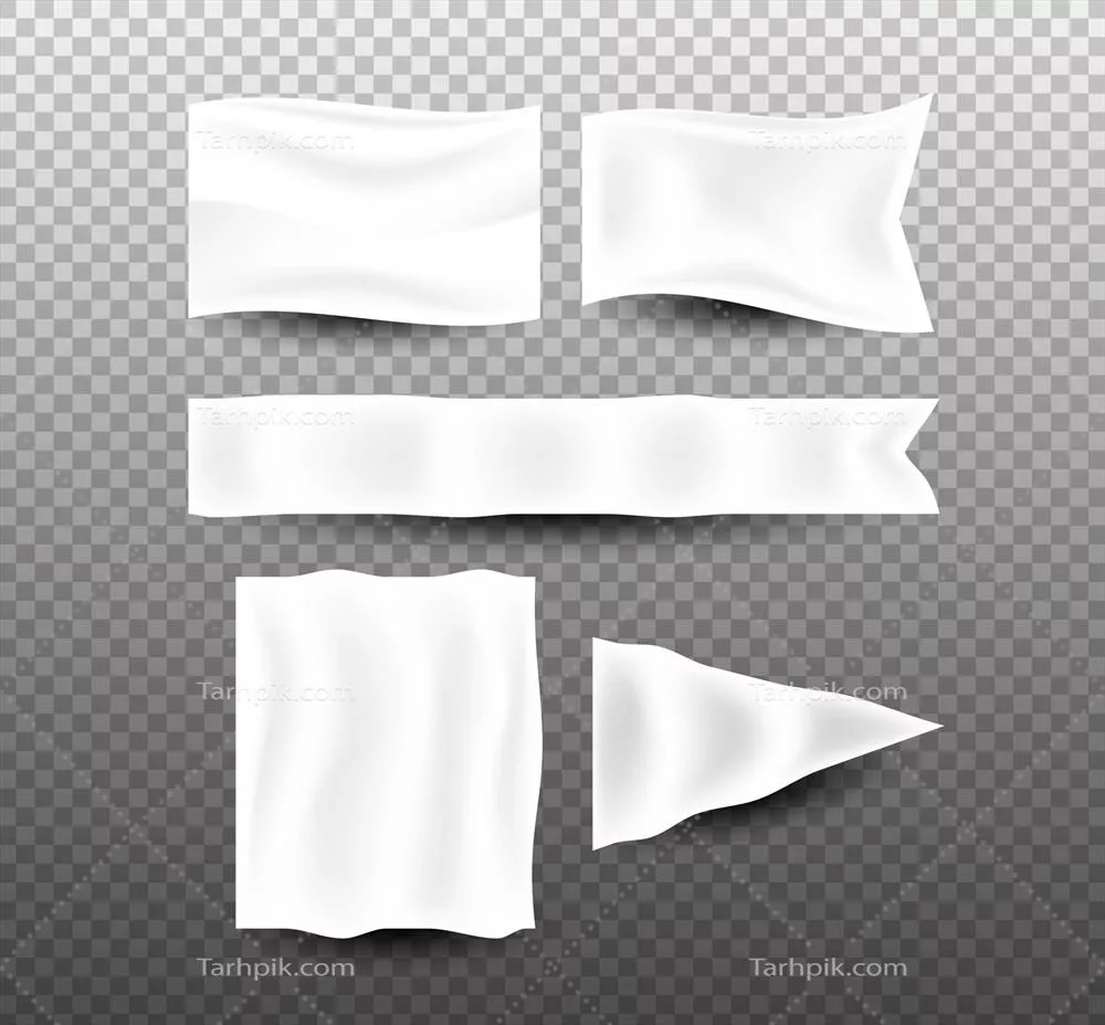 مجموعه بنرهای پارچه ای سفید با طراحی وکتور منحصربه فرد