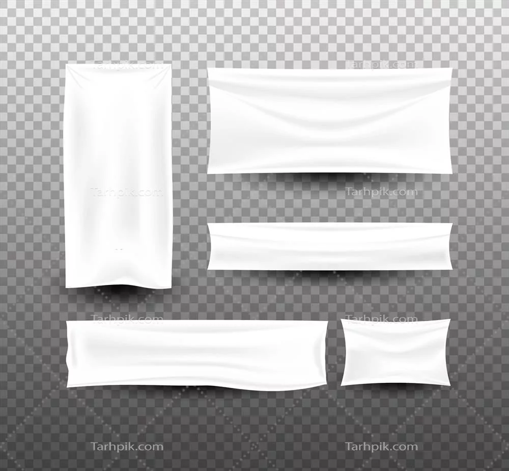 مجموعه بنرهای وکتور با پارچه سفید برای طراحی گرافیکی و تبلیغاتی
