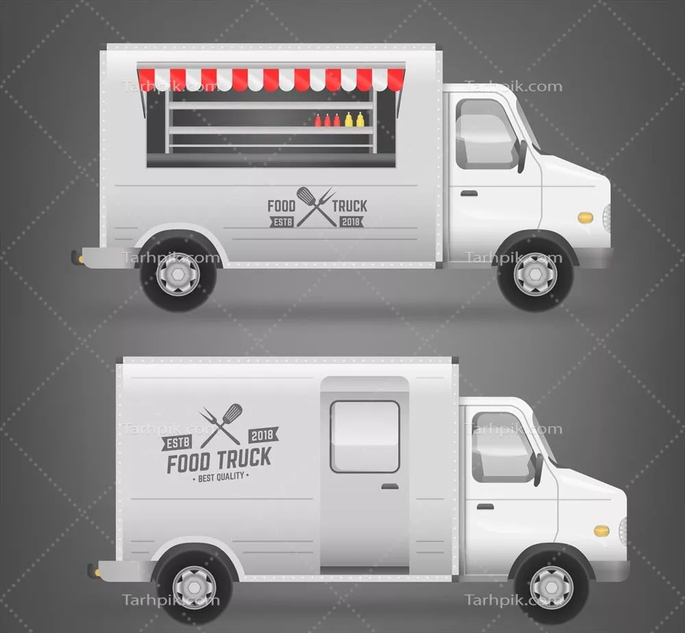 طراحی وکتور کامیون غذایی سفید - ایده هایی برای بهبود ظاهر