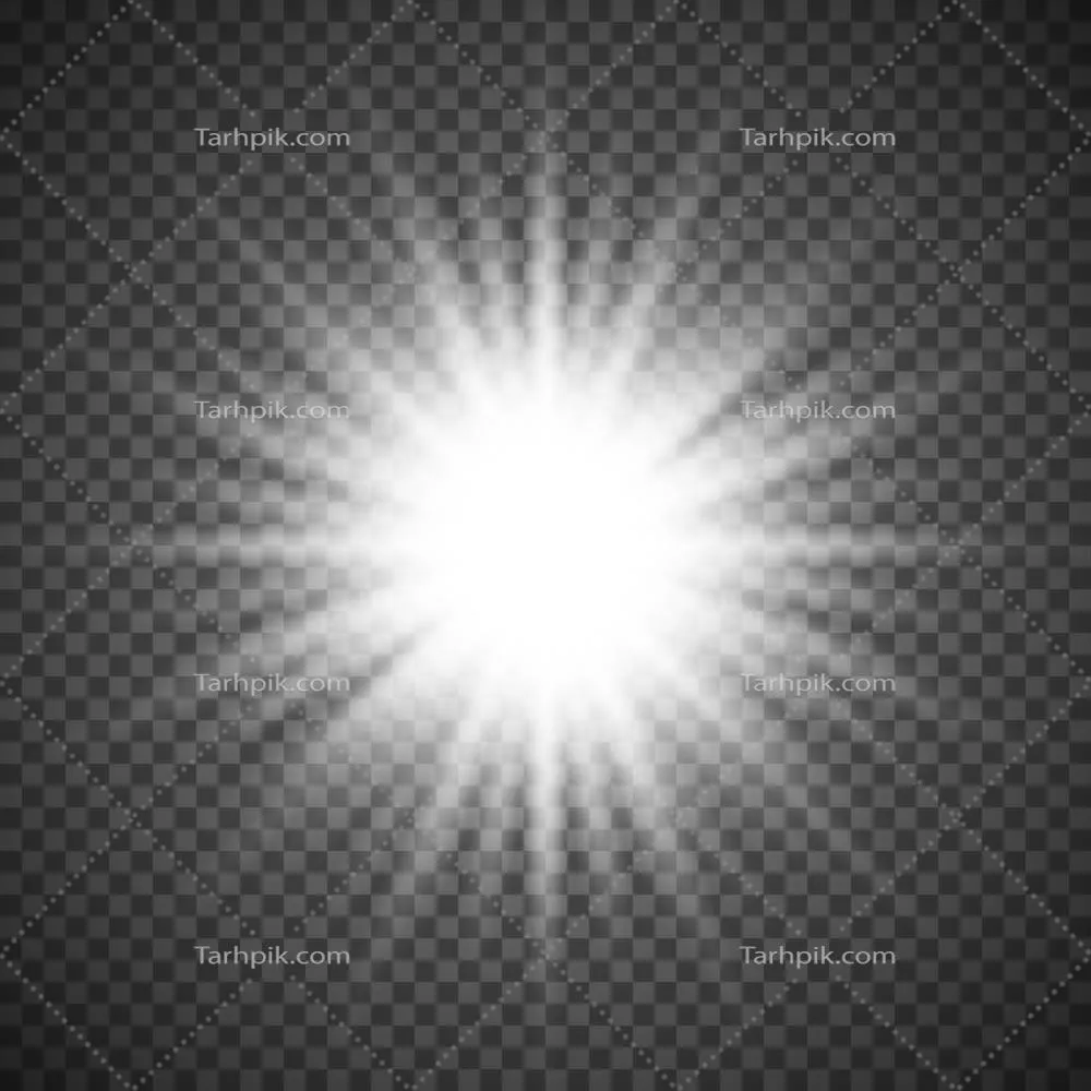 انفجار و پرتو نور سفید در پسزمینه شفاف - وکتور طراحی شده
