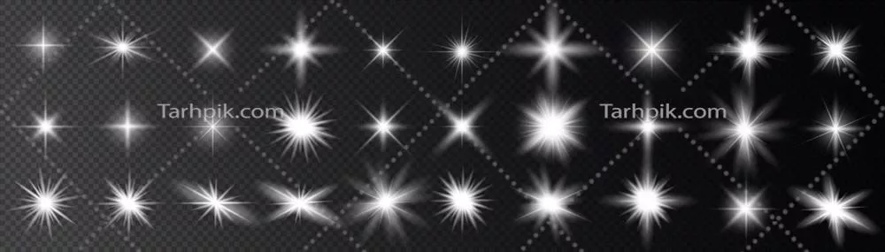 وکتور مجموعه ویژه جلوههای نوری با پرتوهای سفید و تأثیرات لنز