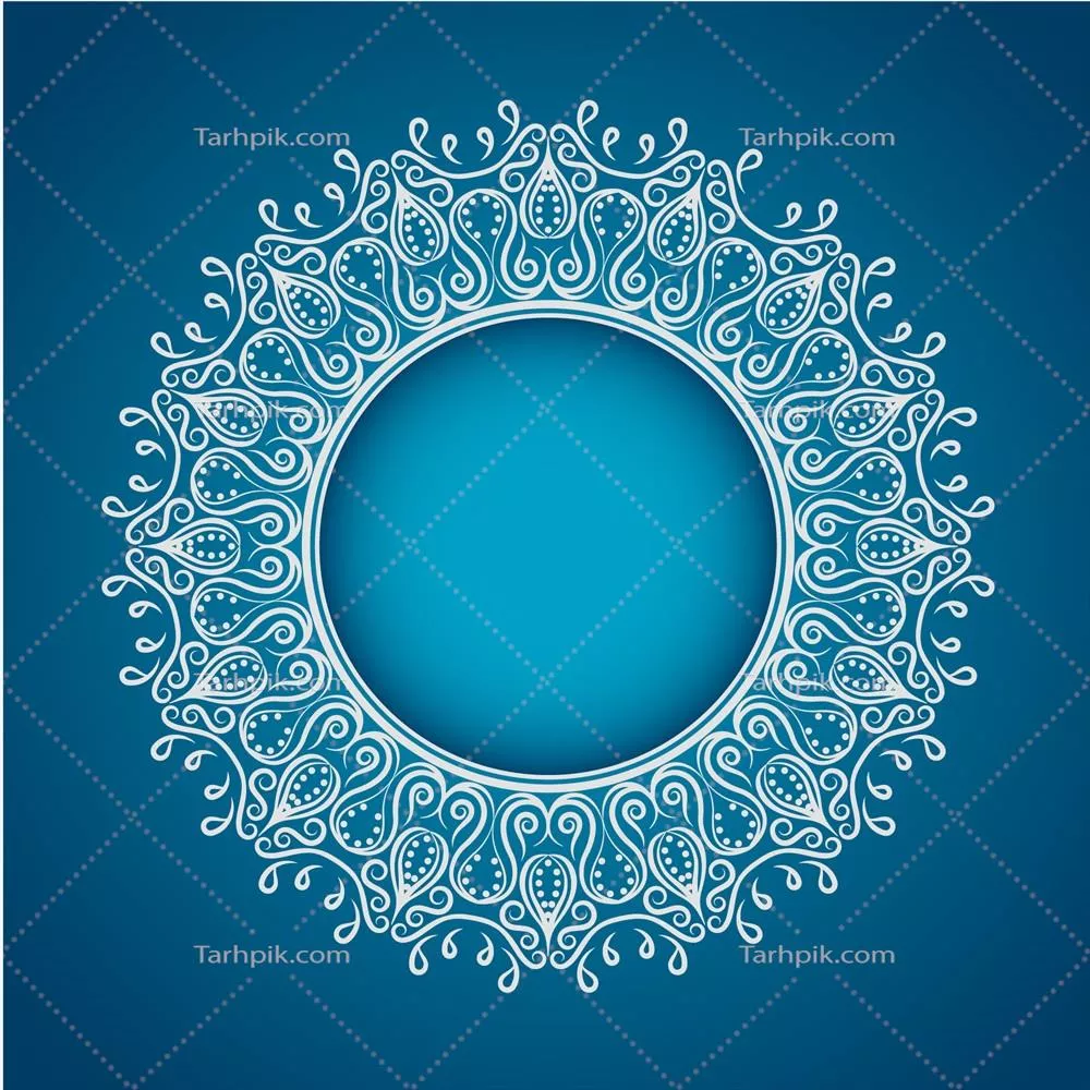 طرح وکتور ماندالا سفید بر روی پسزمینه آبی زیبا و جذاب
