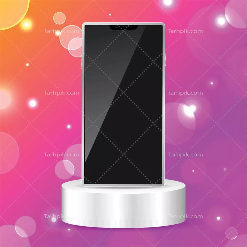 وکتور مکاپ سفید رنگ موبایل سه بعدی با پس زمینه گرادیانت زیبا و مدرن