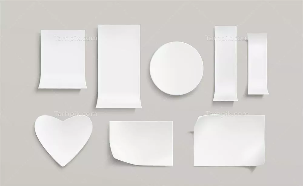 مجموعه استیکرهای وکتور کاغذی سفید با طراحی متنوع و جذاب