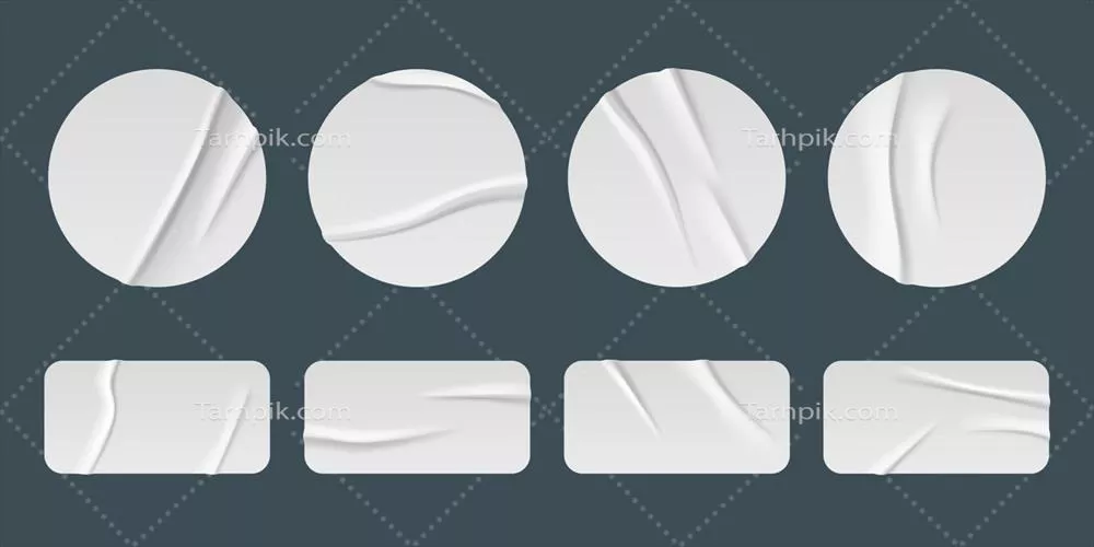 وکتور برچسب‌های کاغذی چسبان سفید برای کاربردهای متنوع در پروژه‌های هنری و دکوراسیون