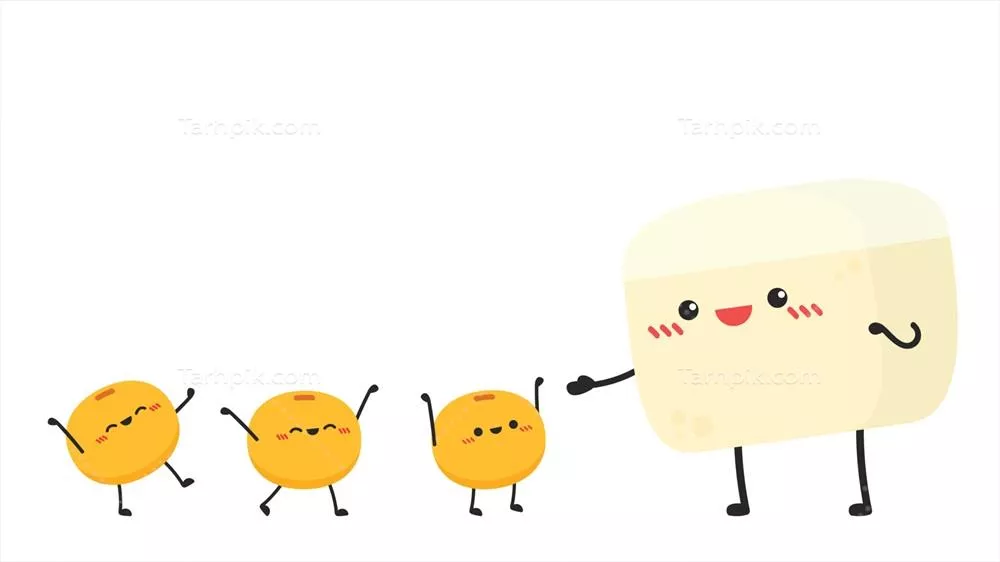 وکتور توفو سفید و بامزه در سبک کارتون - طراحی کارتونی توفوی سویا