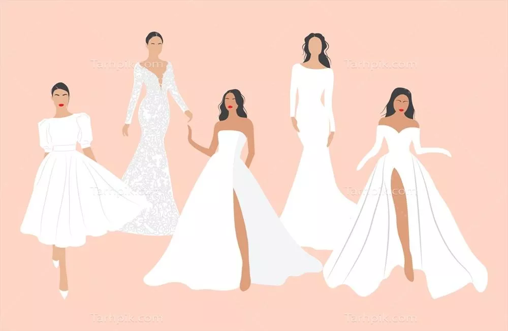 وکتور طراحی لباس عروس سفید: از ایده تا اجرا در دنیای مد و فشن