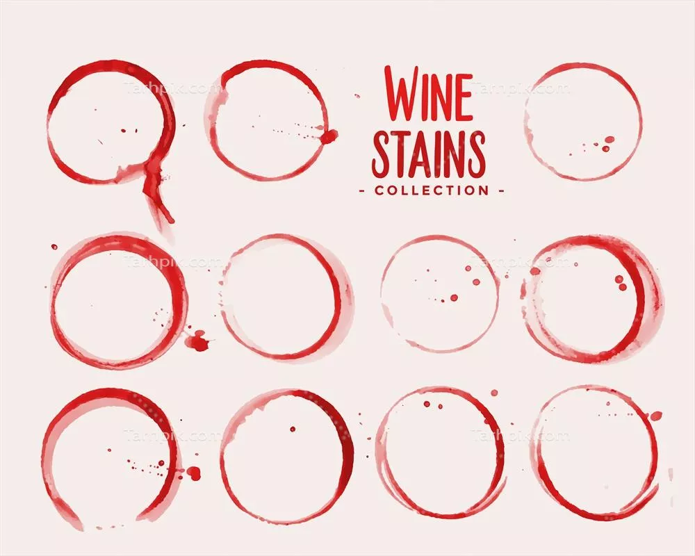 ست طراحی وکتوری با بافت لکه شراب و لیوانهای شیشهای