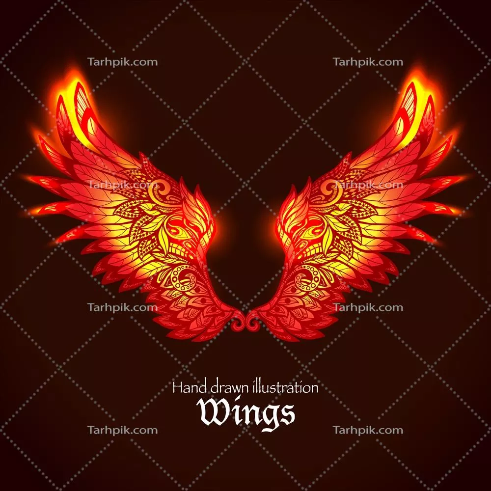 وکتور جذاب و حرارتی بال‌های آتشین با طراحی خلاقانه