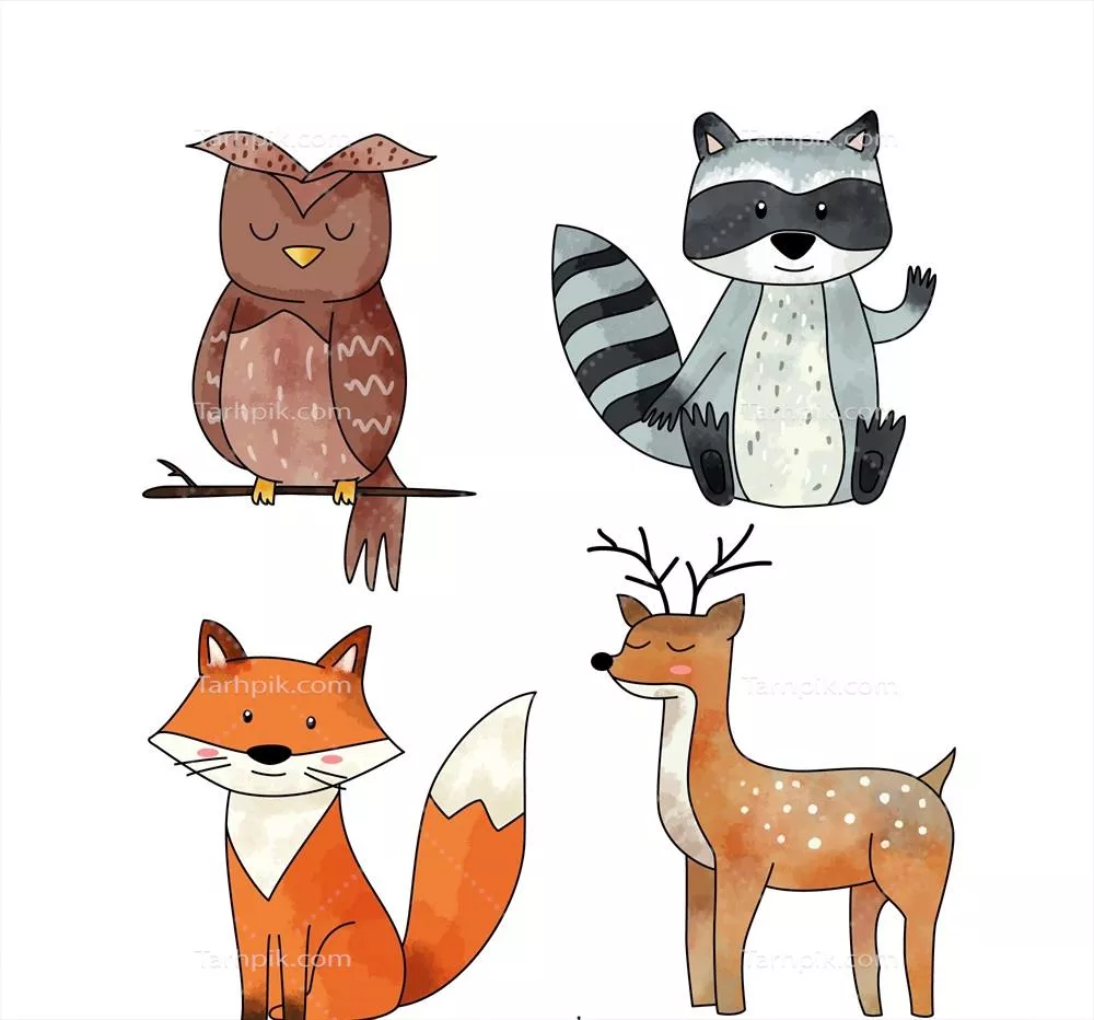 مجموعه وکتور حیوانات جنگل زمستانی با طراحی زیبا