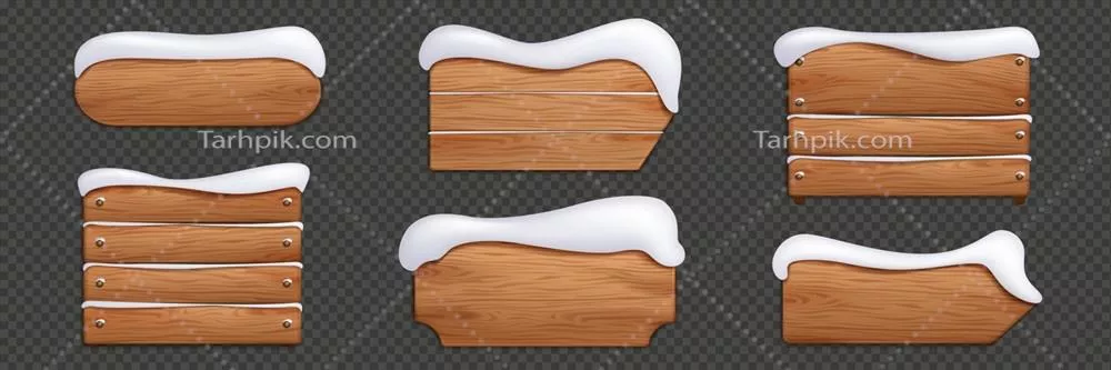 تابلوی چوبی زمستانی با برف - بنر وکتور زیبا