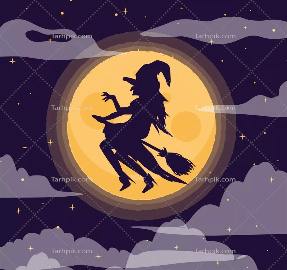 شبح جادوگر در حال پرواز با پسزمینه وکتور جذاب
