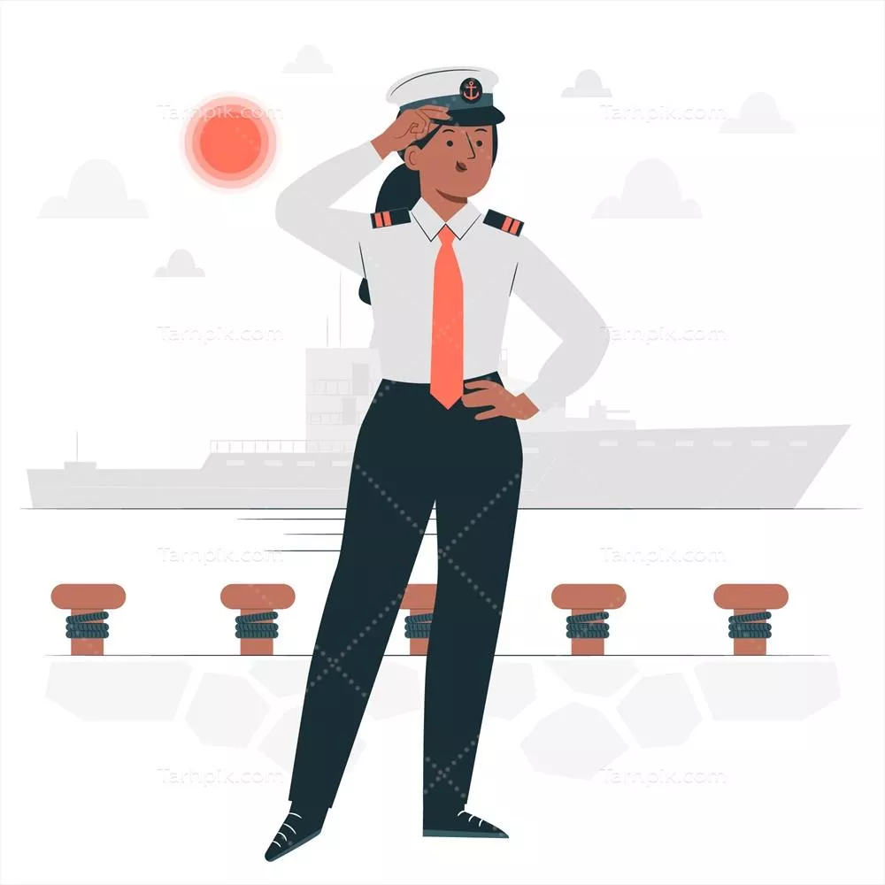 وکتور تصویر مفهومی زن کاپیتان: قدرت و رهبری در دنیای دریایی
